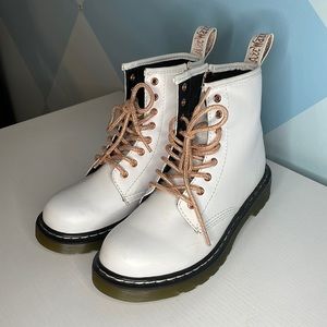 Dr. Marten’s white boots with Rose Gold laces and zipper. Girls size 2.